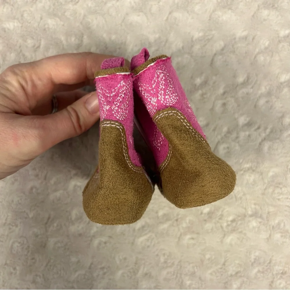Rising Star Baby Girl Cowboy Boots Pink Brown Size 6-9 Months